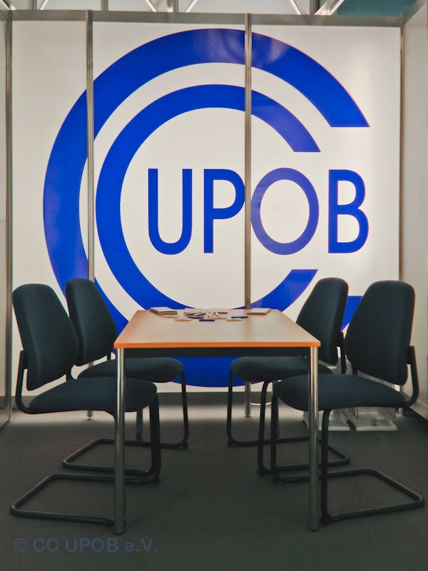 Der neue Besprechungsbereich des CC UPOB Messestandes (Bild: CC UPOB e.V.)